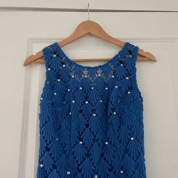 Lilly Pulitzer Crochet Wavy Shell Rhinestone Embellished Sheath Dress - Picture 6 of 6